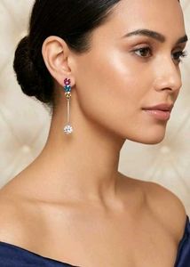 Dangle Earrings with Colorful Gems