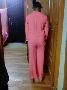 Cute Pink top and Pyjama Set with Heart Graphic