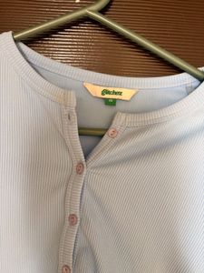 Light Blue Cropped Button-Up Top