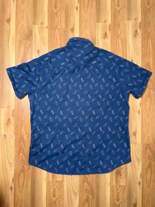 Ed Hardy Blue Patterned Casual oversize Shirt