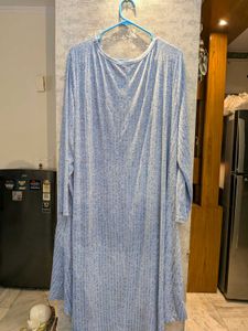 Light Blue Ribbed Quarter Sleeve Dress