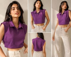Sleeveless Collared Crop Top