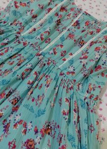 Aqua Floral Print Dress with Tassels