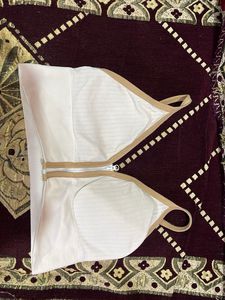 Comfortable White Bra with Zipper