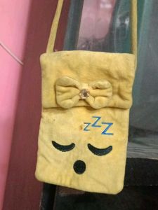 Cute Yellow Sleepy Face Pouch Bag