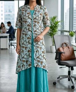 Elegant Bird & Floral Print Kurta Set