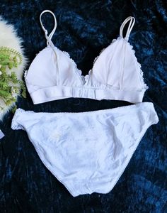 White Lace Bralette and Briefs Set