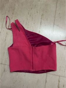 Hot Pink One-Shoulder Statement Crop Top