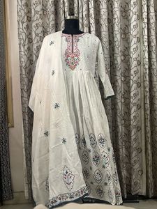 White Anarkali Kurta Set with Dupatta