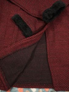 Burgundy Fur Trim Coat