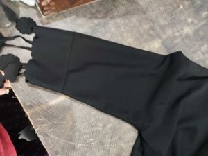 Stylish Black Top with Scalloped Hem