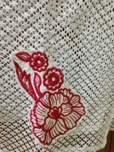 Chic White Crochet Floral Shirt
