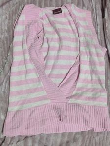 Aesthetic Korean Style Striped Sleeveless Hoodie