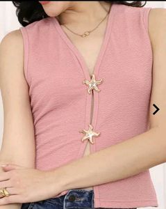 Pink Textured V-Neck Top