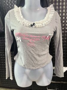 Cute Ruffled Graphic Long Sleeve Top