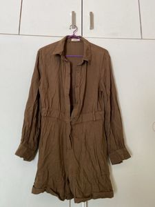 Brown Collared Jumpsuit