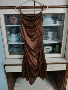 Satin Ruched Slip Dress