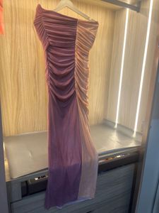 Ruched One-Shoulder Ombre Maxi Dress