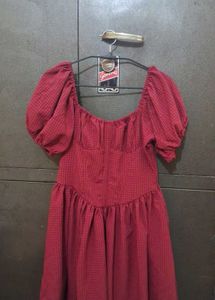 Chic Puff Sleeve Square Neck Mini Dress
