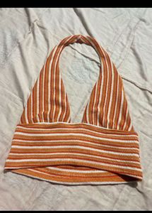 Striped Halter Crop Top