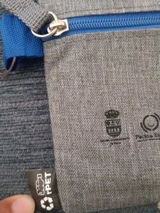 Gray zippered pouch with strap