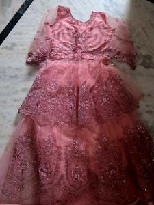 Net Thread Work Sharara In Pink