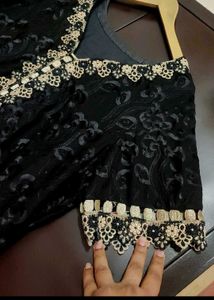 Black Golden Work Suit Salwar With Dupatta 42 Bust