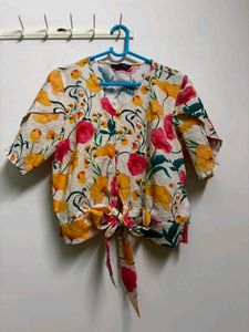 Floral Tie-Front Blouse