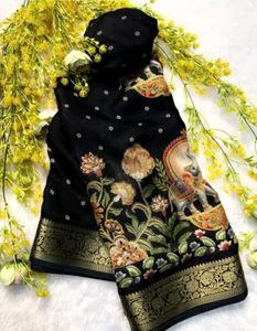 1 saree colours availableElegant Black Floral Prin