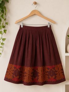 Boho Embroidered Maroon Skirt
