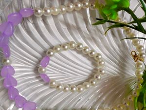 Pearl & Heart Necklace Set
