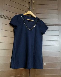 Navy Blue Tunic Top with Sequins