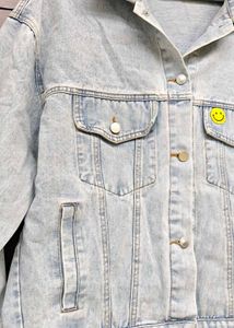 Light Wash Denim Jacket with Smiley