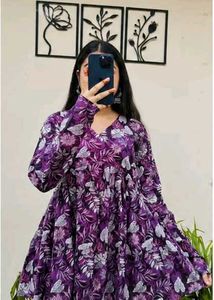 Beautiful Purple Floral Kurti-All Size