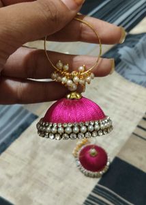 Vibrant Pink Silk Tassel Earrings