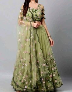 Lemon Green Embroidered Lehenga Choli Dupatta