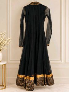 Elegant Black &amp; Gold Anarkali Set