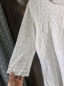 Elegant White Chikankari Kurta with dupatta