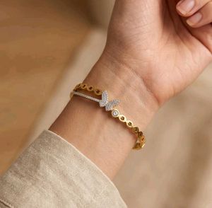 Anti Tarnish Sparkling Gold Butterfly Bracelet