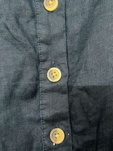 Dark Blue Square Neck Button-Up Top