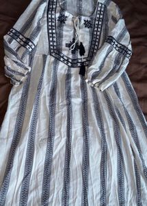 Striped Embroidered Kurti