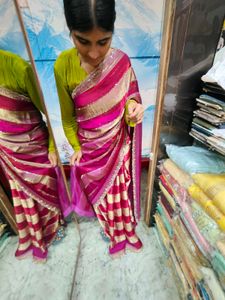 Elegant Stone Work Pink Saree