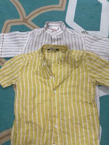 combo of 2 baby shirts - yellow and white stripped