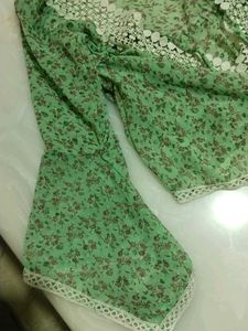 Sheer Floral top with Lace Trim