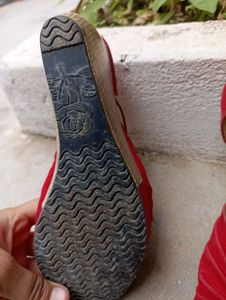 Red Velvet Wedge Sandals