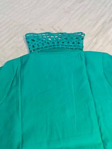 Elegant Teal Kurta + Pant with Lace