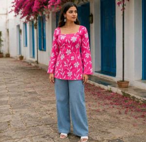 best short kurti pink