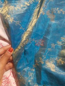Blue  Lehenga Choli pure gold zari silk