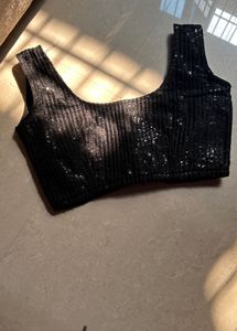 Sequin Embellished Black Blouse