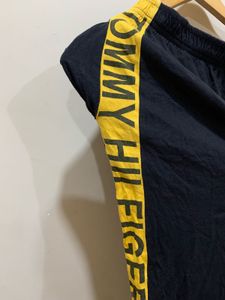 Black Track Pants with Yellow Stripe